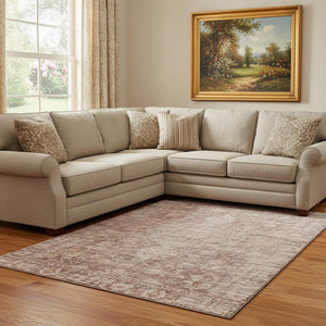 HomeRoots 8' X 10' Rust and Beige Oriental Area Rug - Durable, Washable, UV-Protected for High-Traffic Spaces 699913