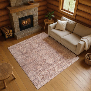 HomeRoots 8' X 10' Rust and Beige Oriental Area Rug - Durable, Washable, UV-Protected for High-Traffic Spaces 699913