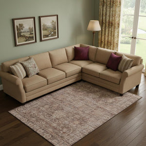 HomeRoots 9' X 12' Elegant Rust and Beige Oriental Area Rug – UV Protected, Washable, Stain-Resistant Design 699914