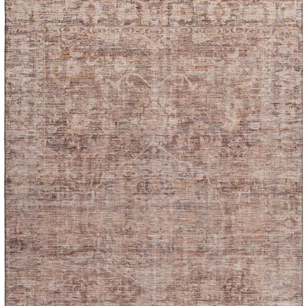 HomeRoots 9' X 12' Elegant Rust and Beige Oriental Area Rug – UV Protected, Washable, Stain-Resistant Design 699914
