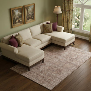 HomeRoots 10' X 14' Washable Rust & Beige Oriental Area Rug with UV Protection for Busy Homes & Spaces 699915
