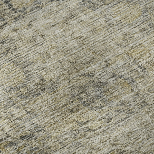 HomeRoots 8' Elegant Pewter and Silver Oriental Round Rug with Stain Resistance, UV Protection & Easy Care 699918