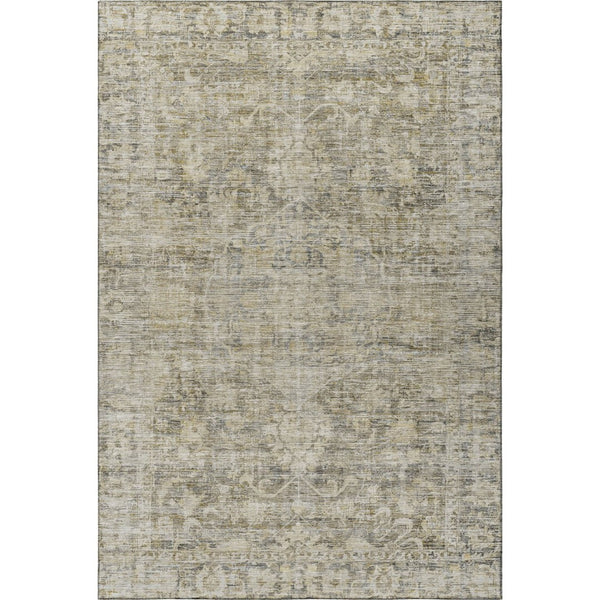 HomeRoots 8' X 10' Pewter and Silver Oriental Area Rug - Washable, UV-Protected, Durable, Stain-Resistant Design 699919
