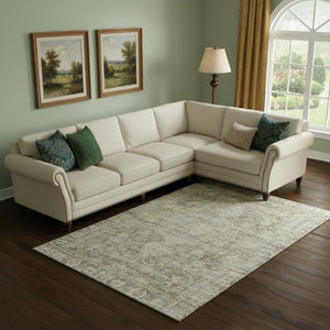 HomeRoots 9' X 12' Elegant Pewter & Silver Washable Area Rug with UV Protection for High-Traffic Spaces 699920