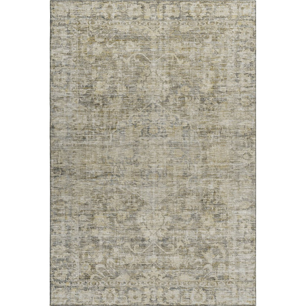 HomeRoots 9' X 12' Elegant Pewter & Silver Washable Area Rug with UV Protection for High-Traffic Spaces 699920