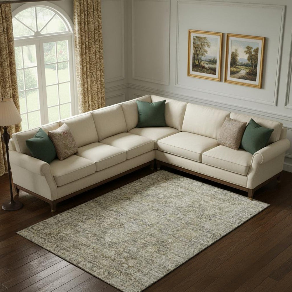 HomeRoots 10' X 14' Pewter & Silver Oriental Area Rug - Washable, Stain-Resistant, UV-Protected for Style! 699921