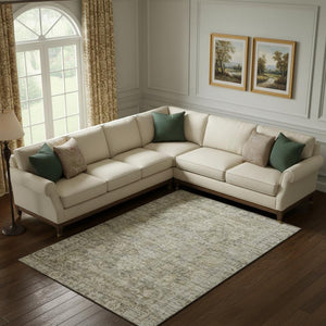 HomeRoots 10' X 14' Pewter & Silver Oriental Area Rug - Washable, Stain-Resistant, UV-Protected for Style! 699921