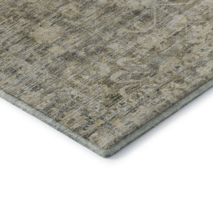 HomeRoots 10' X 14' Pewter & Silver Oriental Area Rug - Washable, Stain-Resistant, UV-Protected for Style! 699921