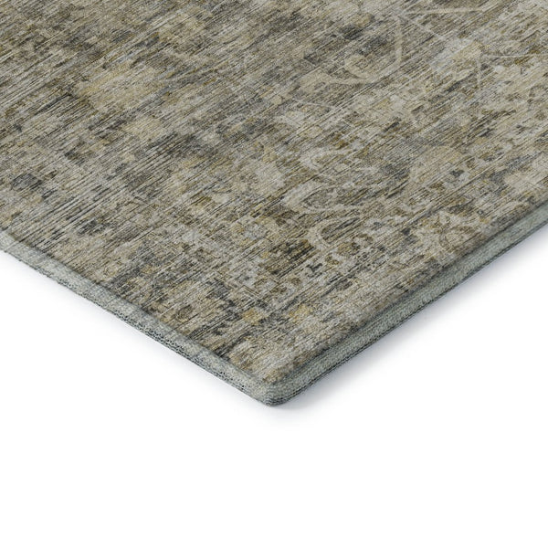 HomeRoots 10' X 14' Pewter & Silver Oriental Area Rug - Washable, Stain-Resistant, UV-Protected for Style! 699921