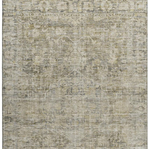 HomeRoots 10' X 14' Pewter & Silver Oriental Area Rug - Washable, Stain-Resistant, UV-Protected for Style! 699921