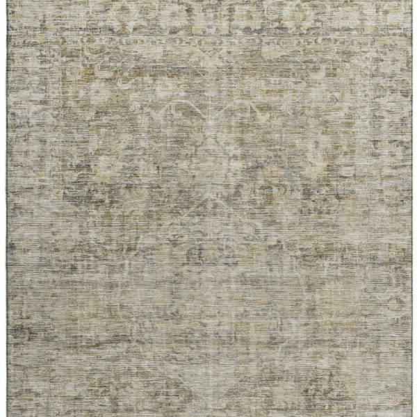 HomeRoots 10' X 14' Pewter & Silver Oriental Area Rug - Washable, Stain-Resistant, UV-Protected for Style! 699921