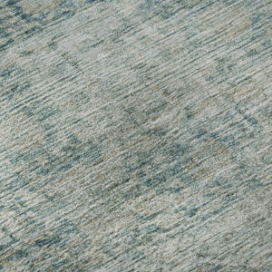 HomeRoots 8' Elegant Teal and Beige Oriental Round Rug - Washable, Stain-Resistant, UV Protected for Homes 699924