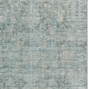 HomeRoots 8' X 10' Teal and Beige Oriental Area Rug - Stylish, Washable, UV-Protected for Family Homes! 699925
