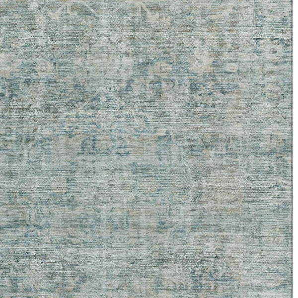 HomeRoots 8' X 10' Teal and Beige Oriental Area Rug - Stylish, Washable, UV-Protected for Family Homes! 699925