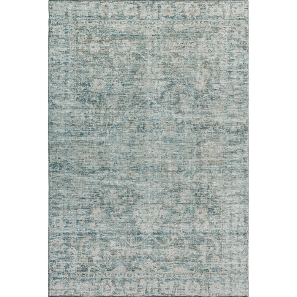 HomeRoots 9' X 12' Teal & Beige Oriental Washable Area Rug - UV Protected, Stain Resistant & Non-Slip Design 699926