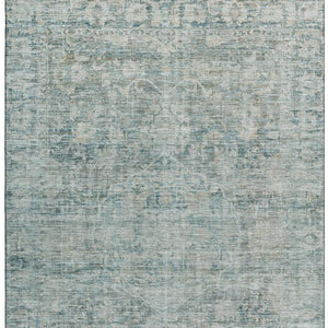 HomeRoots 9' X 12' Teal & Beige Oriental Washable Area Rug - UV Protected, Stain Resistant & Non-Slip Design 699926