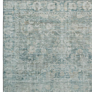 HomeRoots 10' X 14' Elegant Teal and Beige Oriental Washable Area Rug with UV Protection for Busy Homes 699927