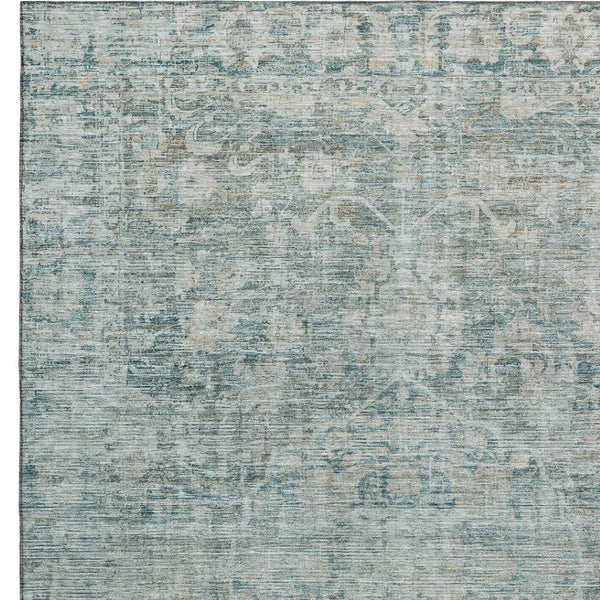 HomeRoots 10' X 14' Elegant Teal and Beige Oriental Washable Area Rug with UV Protection for Busy Homes 699927