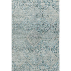 HomeRoots 5' X 8' Stylish Blue-Gray & Silver Geometric Washable Area Rug with UV Protection for High-Traffic Areas 699929