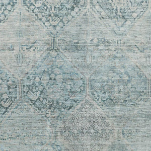 HomeRoots 8' X 10' Stylish Blue-Gray & Silver Geometric Washable Area Rug with UV Protection for High-Traffic Spaces 699931