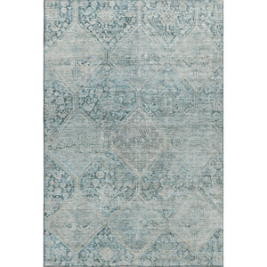 HomeRoots 9' Modern Blue Gray & Silver Geometric Washable Area Rug with UV Protection for High-Traffic Spaces 699932