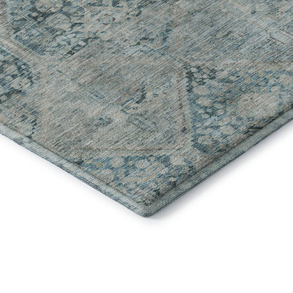 HomeRoots 9' Modern Blue Gray & Silver Geometric Washable Area Rug with UV Protection for High-Traffic Spaces 699932