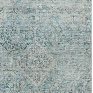 HomeRoots 9' Modern Blue Gray & Silver Geometric Washable Area Rug with UV Protection for High-Traffic Spaces 699932