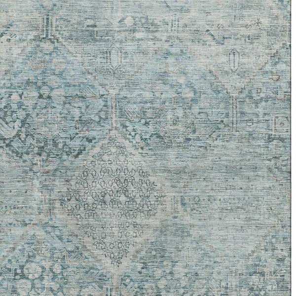 HomeRoots 9' Modern Blue Gray & Silver Geometric Washable Area Rug with UV Protection for High-Traffic Spaces 699932