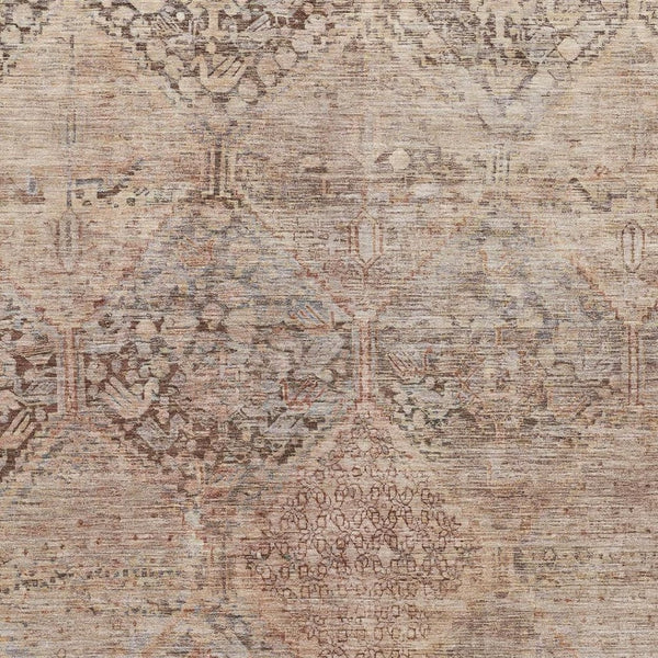 HomeRoots 8' X 10' Geometric Copper and Gray Area Rug - Washable, UV Protected, and Stain Resistant Design 699937