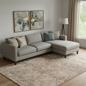 HomeRoots 9' X 12' Stylish Copper & Gray Geometric Washable Area Rug with UV Protection for High-Traffic Homes 699938