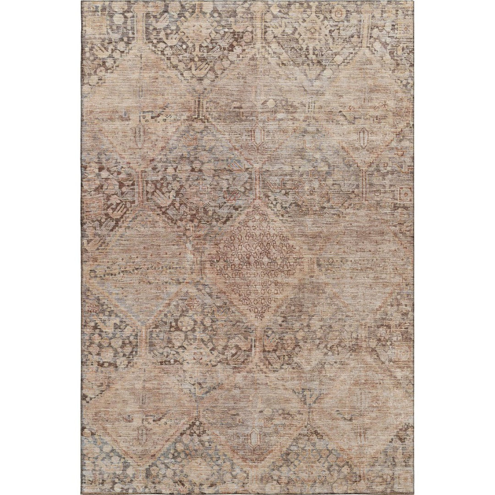 HomeRoots 9' X 12' Stylish Copper & Gray Geometric Washable Area Rug with UV Protection for High-Traffic Homes 699938