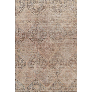 HomeRoots 9' X 12' Stylish Copper & Gray Geometric Washable Area Rug with UV Protection for High-Traffic Homes 699938
