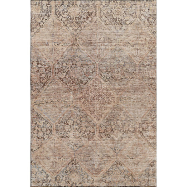HomeRoots 9' X 12' Stylish Copper & Gray Geometric Washable Area Rug with UV Protection for High-Traffic Homes 699938