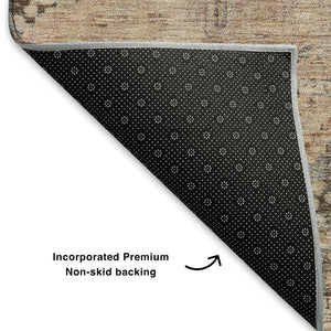HomeRoots 9' X 12' Stylish Copper & Gray Geometric Washable Area Rug with UV Protection for High-Traffic Homes 699938