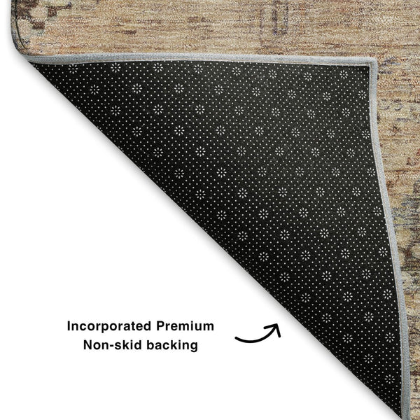 HomeRoots 9' X 12' Stylish Copper & Gray Geometric Washable Area Rug with UV Protection for High-Traffic Homes 699938