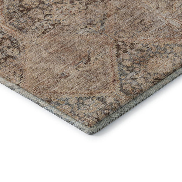 HomeRoots 9' X 12' Stylish Copper & Gray Geometric Washable Area Rug with UV Protection for High-Traffic Homes 699938