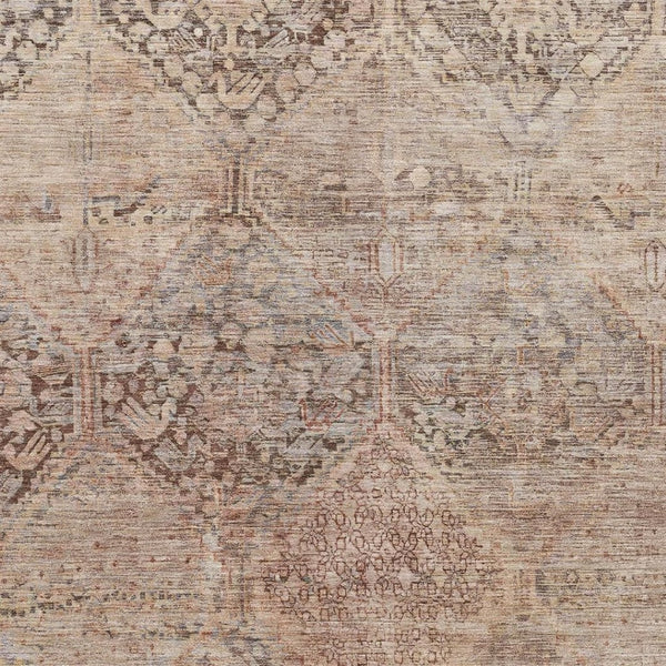 HomeRoots 9' X 12' Stylish Copper & Gray Geometric Washable Area Rug with UV Protection for High-Traffic Homes 699938