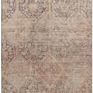 HomeRoots 9' X 12' Stylish Copper & Gray Geometric Washable Area Rug with UV Protection for High-Traffic Homes 699938