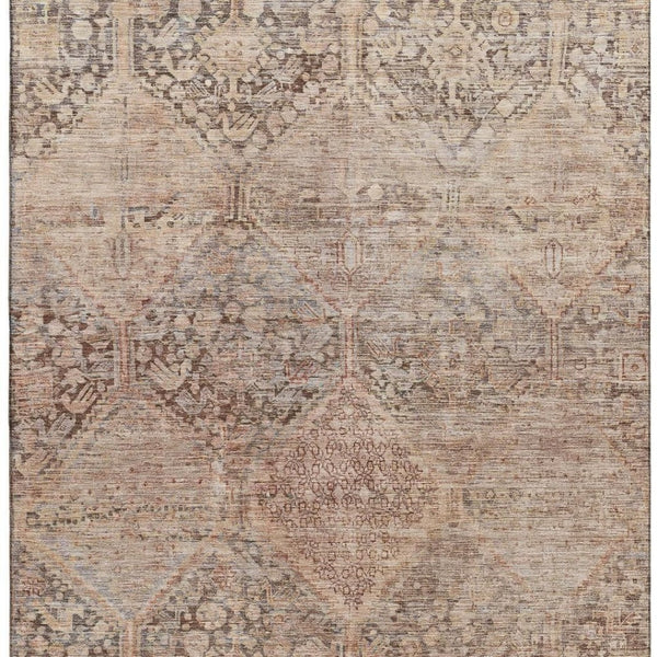 HomeRoots 9' X 12' Stylish Copper & Gray Geometric Washable Area Rug with UV Protection for High-Traffic Homes 699938