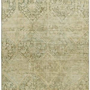 HomeRoots 5' X 8' Geometric Area Rug in Fern & Olive Green - Washable, UV Protected, Ideal for High-Traffic Areas 699941