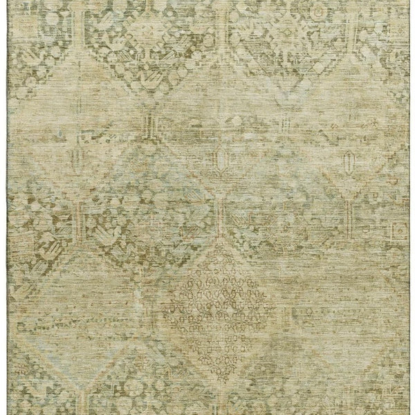 HomeRoots 5' X 8' Geometric Area Rug in Fern & Olive Green - Washable, UV Protected, Ideal for High-Traffic Areas 699941