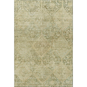HomeRoots 5' X 8' Geometric Area Rug in Fern & Olive Green - Washable, UV Protected, Ideal for High-Traffic Areas 699941