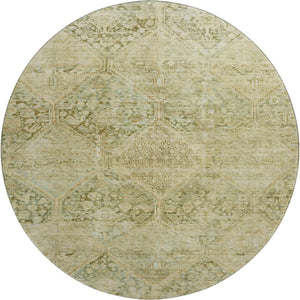 HomeRoots 8' Modern Geometric Washable Round Rug in Fern & Olive Green - UV Protected, Stain-Resistant & Durable 699942