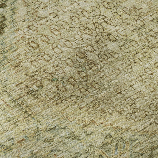 HomeRoots 8' Modern Geometric Washable Round Rug in Fern & Olive Green - UV Protected, Stain-Resistant & Durable 699942