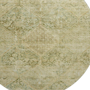 HomeRoots 8' Modern Geometric Washable Round Rug in Fern & Olive Green - UV Protected, Stain-Resistant & Durable 699942
