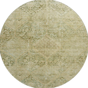 HomeRoots 8' Modern Geometric Washable Round Rug in Fern & Olive Green - UV Protected, Stain-Resistant & Durable 699942
