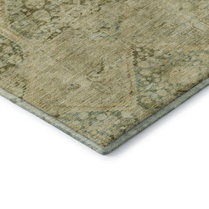 HomeRoots 8' X 10' Stylish Fern and Olive Green Geometric Washable Area Rug with UV Protection for Home Use 699943