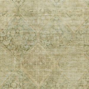 HomeRoots 8' X 10' Stylish Fern and Olive Green Geometric Washable Area Rug with UV Protection for Home Use 699943