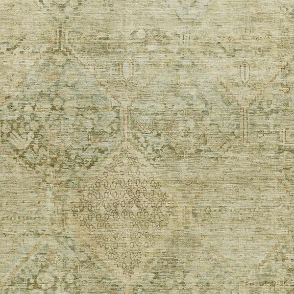 HomeRoots 8' X 10' Stylish Fern and Olive Green Geometric Washable Area Rug with UV Protection for Home Use 699943