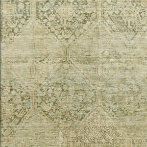 HomeRoots 9' X 12' Geometric Fern & Olive Green Area Rug - Stylish, Washable, UV Protected for High-Traffic Spaces 699944